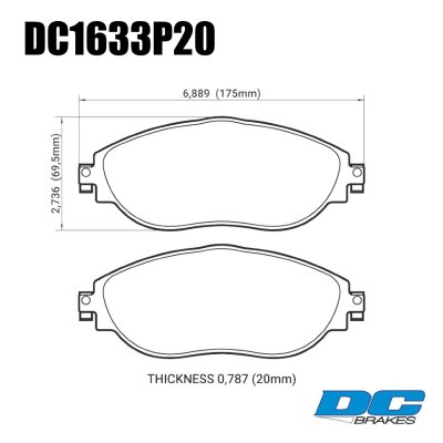 Колодки тормозные DC1633P20 DC Brakes Street STR.S+,  перед VW GOLF VII; Tiguan; A3 8V; Octavia