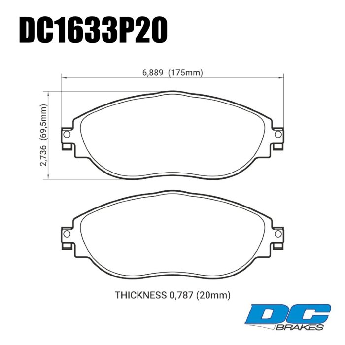 Колодки тормозные DC1633P20 DC Brakes Street STR.S+,  перед VW GOLF VII; Tiguan; A3 8V; Octavia