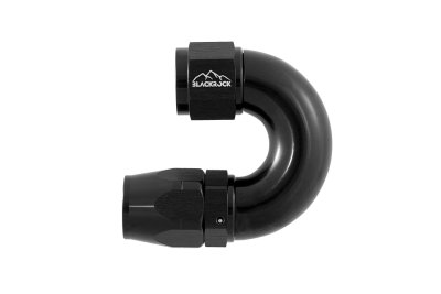 - 6 AN (6AN AN6) фитинг 180°, Full Flow серия BLACKROCK LAB ЧЁРНЫЙ A06-180-3BK