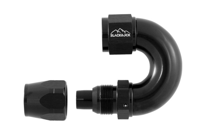 - 6 AN (6AN AN6) фитинг 180°, Full Flow серия BLACKROCK LAB ЧЁРНЫЙ A06-180-3BK