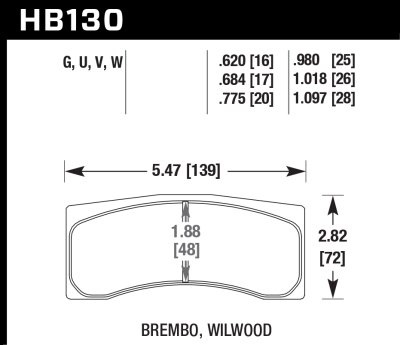 Колодки тормозные HB130U1.018 HAWK DTC-70 Brembo 26 mm