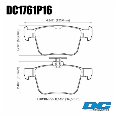Колодки тормозные DC1761P16 DC brakes Street STR.S+, задние A3 8V; TT 8S; GOLF 7; PASSAT 3G; 
