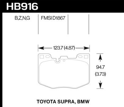 Колодки тормозные HB916N.740 HAWK HP Plus перед BMW 5 G30, 6 G32GT, X3 G01, X4 G02, 7 G11; SUPRA 19-