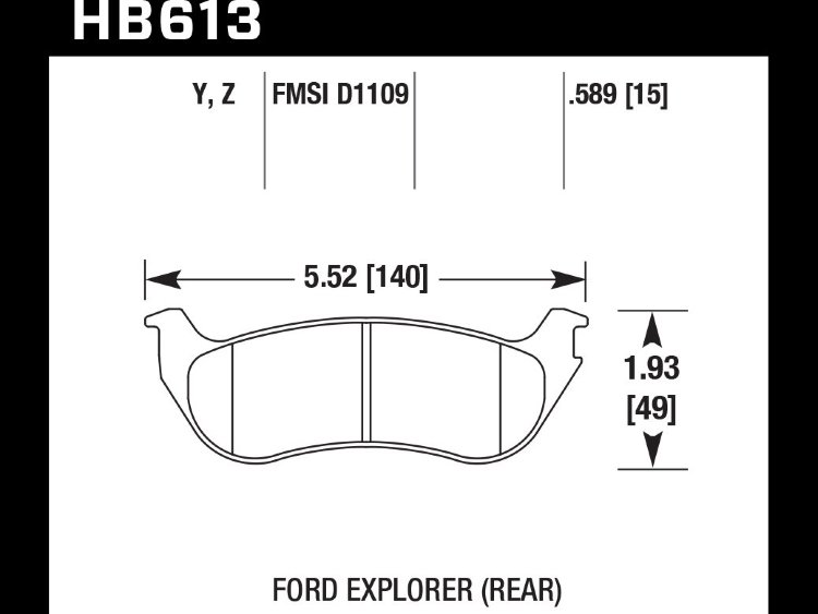 Колодки тормозные HB613Y.589 HAWK LTS Ford Explorer