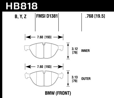 Колодки тормозные HB818B.768 HAWK HPS 5.0 BMW X5 E70; X6 E71; X6 F16;  xDrive50i передние
