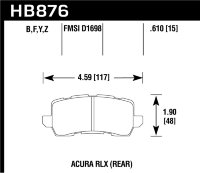 Колодки тормозные HB876Y.610 HAWK LTS Acura RLX Sport Hybrid задние