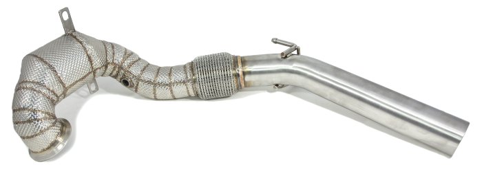 Приемная труба (даунпайп) VW-DP-0223 BlackRock Lab VAG 1.8, 2.0 TSI MQB передний привод, термоэкран