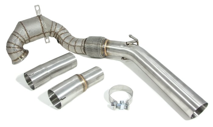 Приемная труба (даунпайп) VW-DP-0223 BlackRock Lab VAG 1.8, 2.0 TSI MQB передний привод, термоэкран