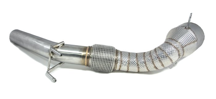 Приемная труба (даунпайп) VW-DP-0223 BlackRock Lab VAG 1.8, 2.0 TSI MQB передний привод, термоэкран