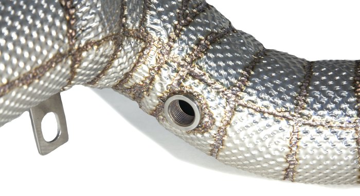 Приемная труба (даунпайп) VW-DP-0223 BlackRock Lab VAG 1.8, 2.0 TSI MQB передний привод, термоэкран