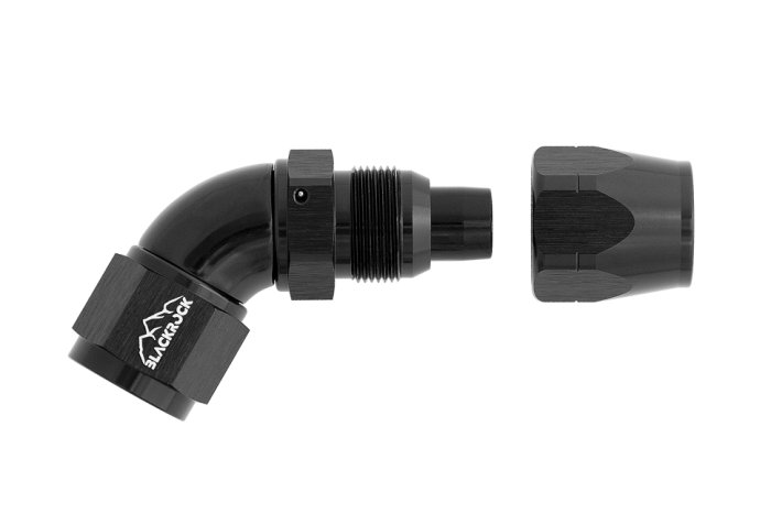 - 8 AN (8AN AN8) фитинг 60°, Full Flow серия BLACKROCK LAB ЧЁРНЫЙ A08-060-3BK