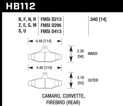 Колодки тормозные HB112N.540 HAWK HP Plus