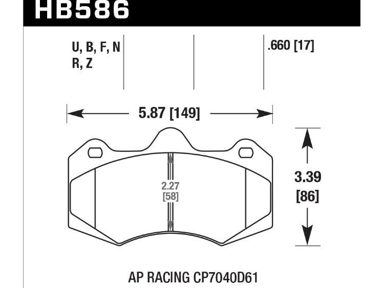 Колодки тормозные HB586G.660 HAWK DTC-60 AP Racing CP7040, CP9040