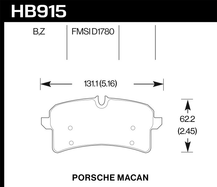 Колодки тормозные HB915B.664 HAWK Street 5.0 задние Porsche Macan Turbo