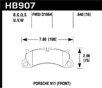 Колодки тормозные HB907N.640 HP+  перед Porsche 911 Carrera S 2011-15 ; Boxster Spyder 981 