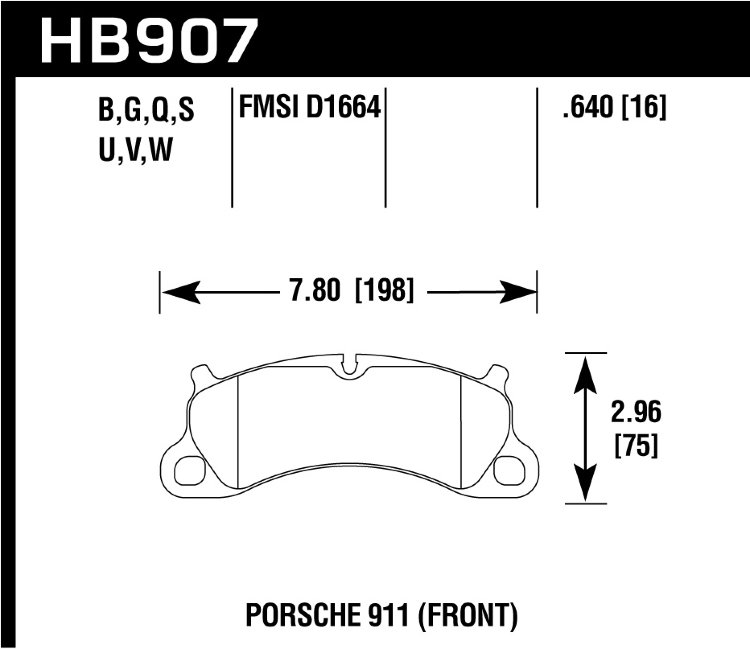 Колодки тормозные HB907N.640 HP+  перед Porsche 911 Carrera S 2011-15 ; Boxster Spyder 981 