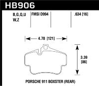 Колодки тормозные HB906G.634 задн PORSCHE 718 Cayman, Boxter; 911 997 3,6; 911 996 