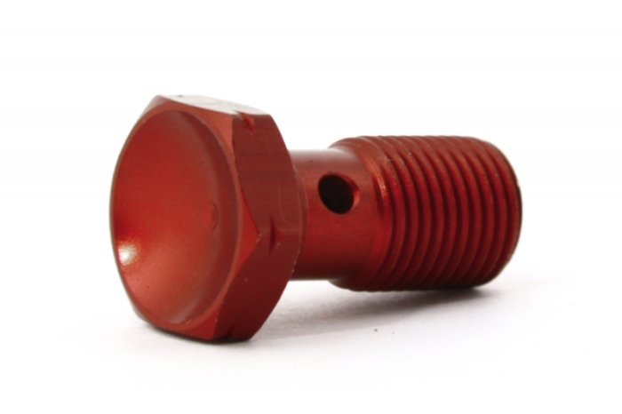 Болт (штуцер) для banjo M10x1 L=20mm алюминий КРАСНЫЙ, Goodridge 992-03-31DR