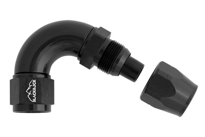 - 8 AN (8AN AN8) фитинг 120°, Full Flow серия BLACKROCK LAB ЧЁРНЫЙ A08-120-3BK