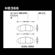 Колодки тормозные HB366F.681 HAWK HPS передние  Honda Civic+ EU,EP 1,8 / FD1,3   Accord - Колодки тормозные HB366F.681 HAWK HPS передние  Honda Civic+ EU,EP 1,8 / FD1,3   Accord