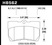 Колодки тормозные HB562B.612 HAWK HPS 5.0; задние LEXUS GS; IS; TOYOTA CROWN; MARK X