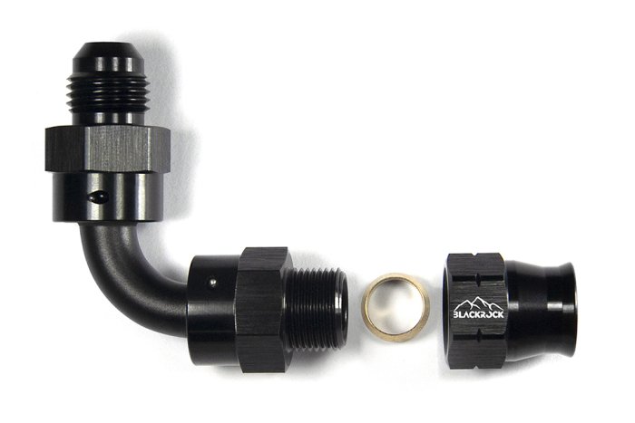 Фитинг AN-06, 90°, "папа" Hardline, алюминий, BLACKROCK LAB H06-090-MABK