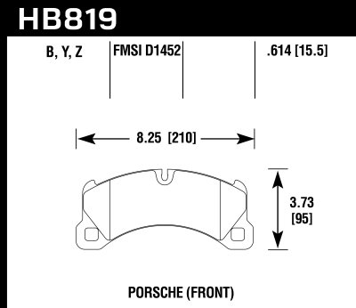 Колодки тормозные HB819B.614 HAWK HPS 5.0 перед. Porsche Cayenne 2010-&gt; ; MACAN 3.0S; 350x34mm