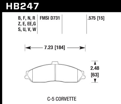 Колодки тормозные HB247V.575 HAWK HT-14 C-5 Corvette 15 mm