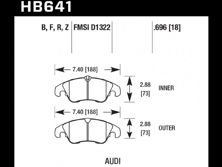 Колодки тормозные HB641N.696 HAWK HP Plus Audi A5, A4 (1LA), Q5