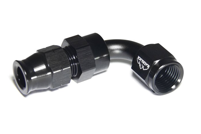 Фитинг AN-06, 90°, "мама" Hardline, алюминий, BLACKROCK LAB H06-090-BK