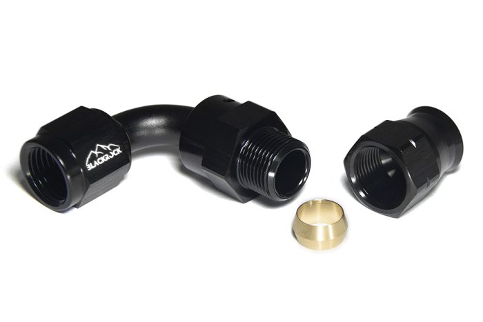 Фитинг AN-06, 90°, "мама" Hardline, алюминий, BLACKROCK LAB H06-090-BK