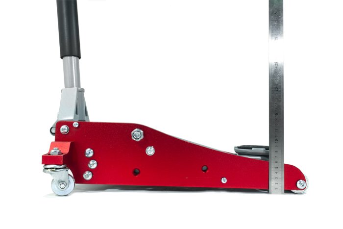 Домкрат алюминиевый max 1,5 т. Высота подхвата 90mm; Высота подъёма max 358mm. Вес 14kg. (63094)