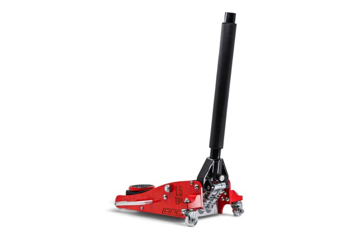 Домкрат алюминиевый max 1,5 т. Высота подхвата 90mm; Высота подъёма max 358mm. Вес 14kg. (63094)