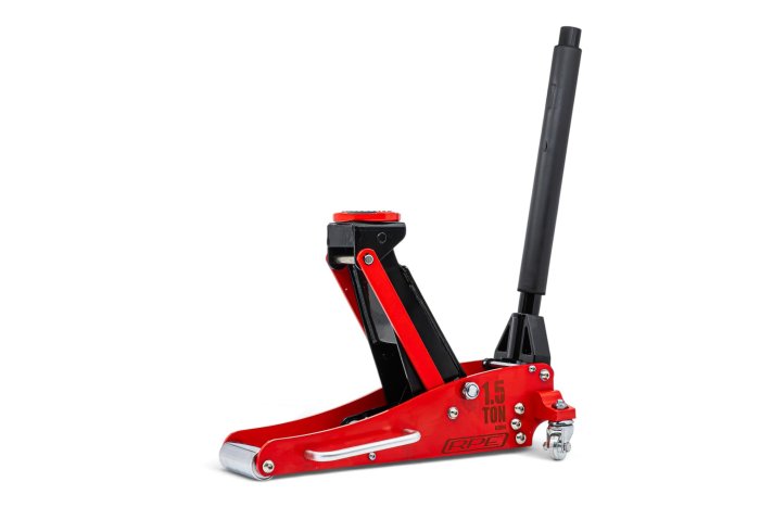 Домкрат алюминиевый max 1,5 т. Высота подхвата 90mm; Высота подъёма max 358mm. Вес 14kg. (63094)