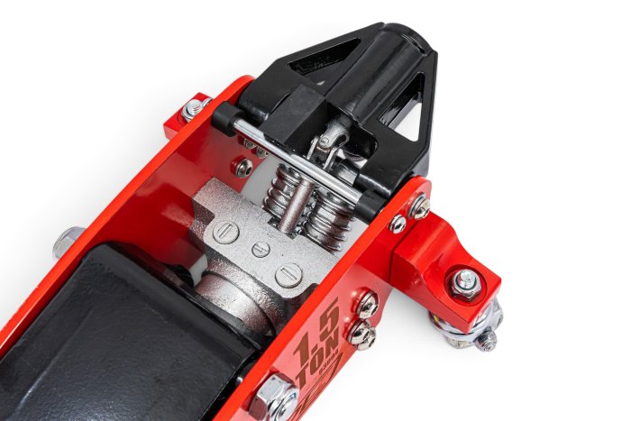 Домкрат алюминиевый max 1,5 т. Высота подхвата 90mm; Высота подъёма max 358mm. Вес 14kg. (63094)