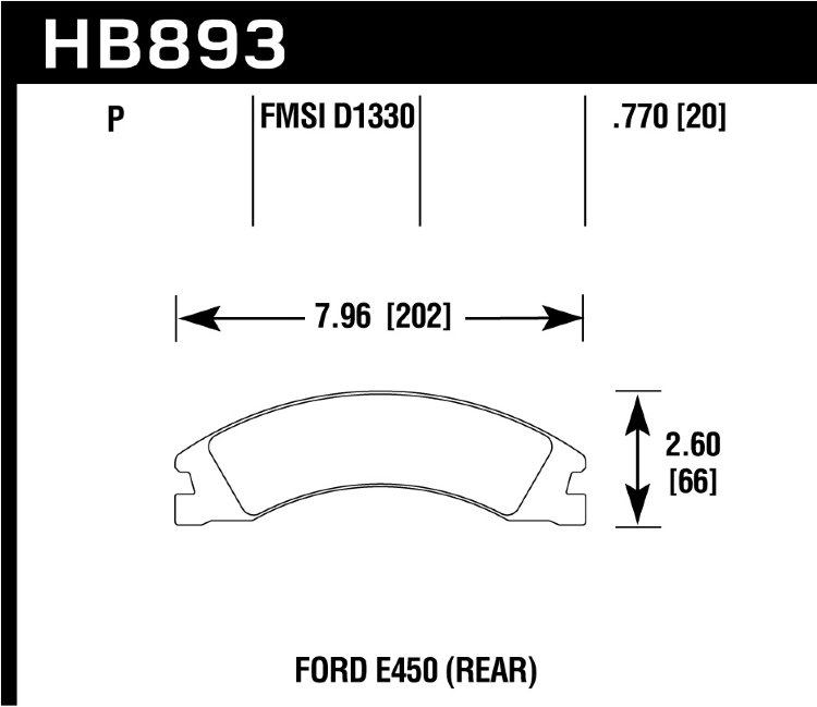 Колодки тормозные HB893P.770 HAWK Super Duty Ford E-450 Super Duty  задние