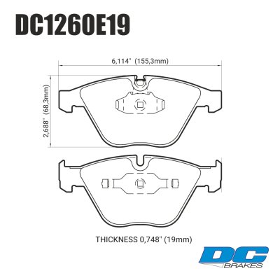 Колодки тормозные DC1260E19 DC Brakes RT.2; передние BMW E90, 92, 335i, M3 E90, E60