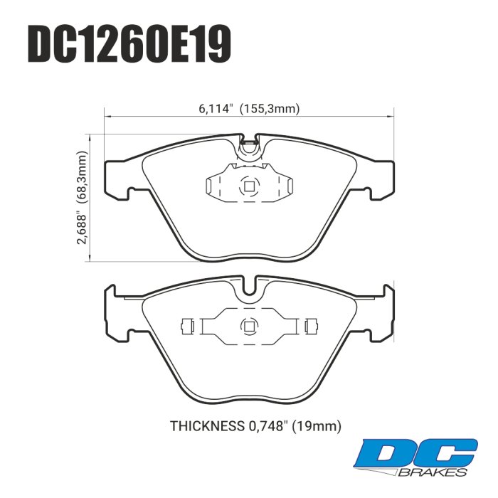Колодки тормозные DC1260E19 DC Brakes RT.2; передние BMW E90, 92, 335i, M3 E90, E60