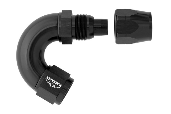 - 10 AN (10AN AN10) фитинг 150°, Full Flow серия BLACKROCK LAB ЧЁРНЫЙ A10-150-3BK