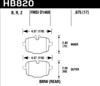 Колодки тормозные HB820Z.675 HAWK PC BMW задние BMW M3 G80; M4 G82; M5 F10; M6 F12; X5 G05; X7 G07