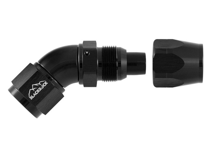 - 12 AN (12AN AN12) фитинг 45°, Full Flow серия BLACKROCK LAB ЧЁРНЫЙ A12-045-3BK