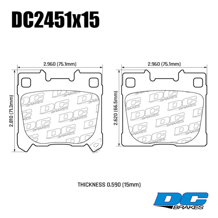 Колодки тормозные DC2451E15 DC Brakes RT.2 задние TOYOTA YARIS GR 1.6 2020->