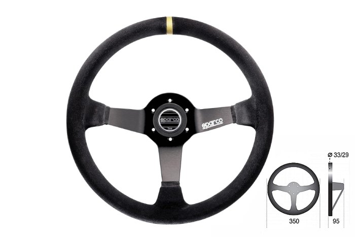 Руль, замша, диаметр 350 mm, вылет 95 mm, SPARCO R325 S015R325CSN