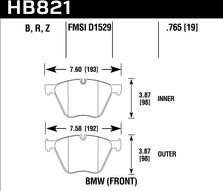 Колодки тормозные HB821B.756 HAWK HPS 5.0 BMW 760Li  передние