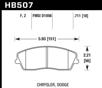 Колодки тормозные HB507B.711 Street 5.0 перед Dodge Challenger 2007-&gt; ; Chrysler 300C 2010-&gt;