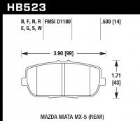 Колодки тормозные HB523D.539 HAWK ER-1 Mazda Miata MX-5 NC; ND задние