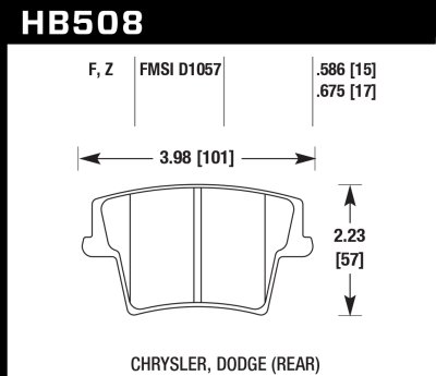 Колодки тормозные HB508F.586 HAWK HPS задние Dodge Challenger 2007-&gt; ; Crysler 300C 2010-&gt;
