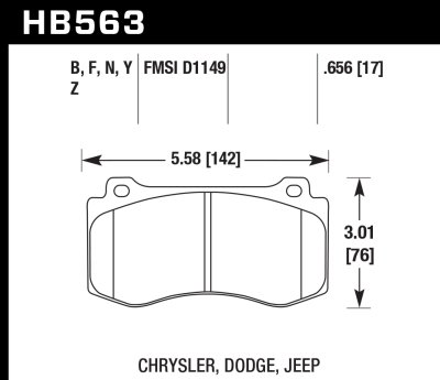 Колодки тормозные HB563Z.656 HAWK Perf. Ceramic  Jeep Cherokee SRT8 2006-2010