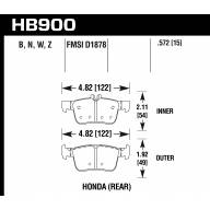Колодки тормозные HB900B.572 HAWK HPS 5.0 Honda Civic  задние - Колодки тормозные HB900B.572 HAWK HPS 5.0 Honda Civic  задние