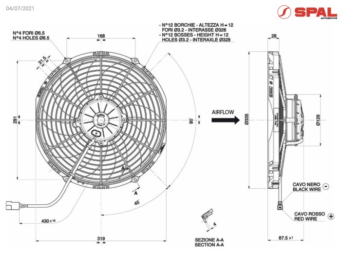Вентилятор втягивающий (за радиатором) 12" (305mm) 2250 м3/ч SPAL VA10-AP70/LL-61A